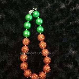 Pumpkin Sparkle Chunky Bead Necklace  NK1210  Handmade NWT Boutique